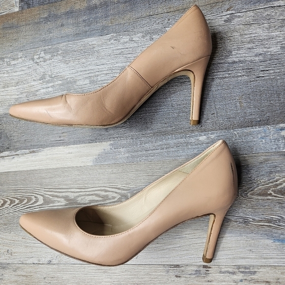 LK Bennett Nude Pumps Floret Leather Pointed Toe Courts - Picture 8 of 14